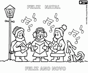 Card with carols, in portuguese coloring page