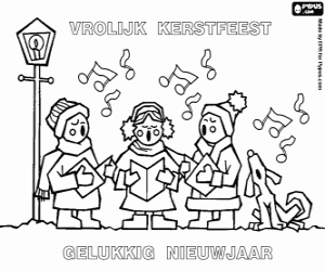 Card of Christmas carols, in dutch coloring page