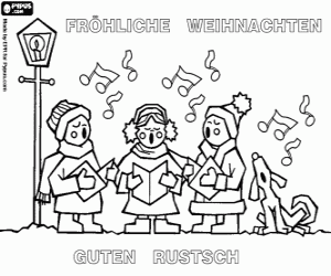 Card of Christmas carols in German coloring page