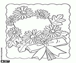 Card with flowers, gift for Mom coloring page