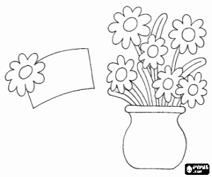 Card with flowers for mother coloring page