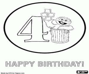 Card four years with Oscar coloring page