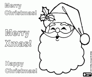Card with Santa Claus in english coloring page