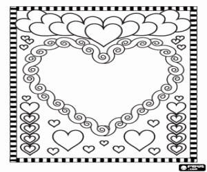 Card for Valentine's day coloring page