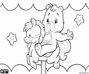 Care Bear and a carousel horse coloring page