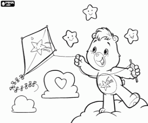 Care Bear and the kite coloring page