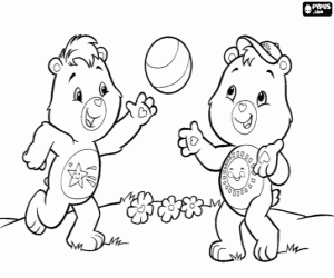 Care bears with a ball coloring page