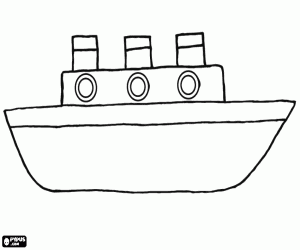 A cargo ship, a child design coloring page