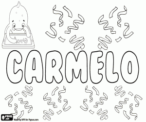 Carmelo, male name coloring page