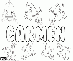 Carmen, feminine name coloring page