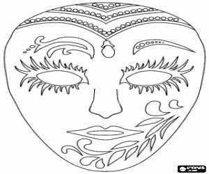 Carnival fanciful mask coloring page