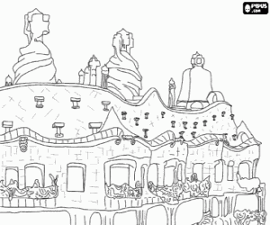 Casa Milà of Gaudi, Barcelona coloring page