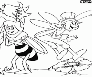 Cassandra and Flip from Maya the bee coloring page