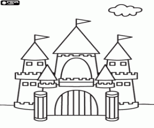 Castle with merlons and towers coloring page