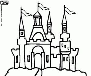 Castle on a mound coloring page
