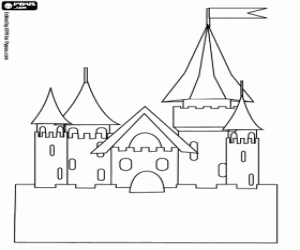 Castle with a great wall coloring page