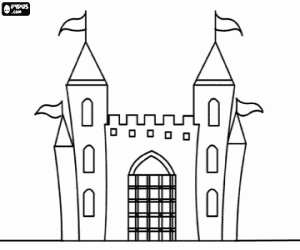 Castle with a large door coloring page