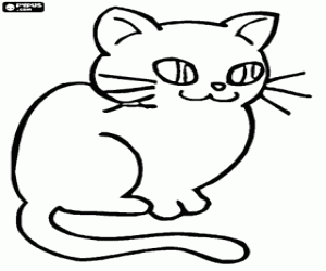 Cat with big eyes and long tail coloring page