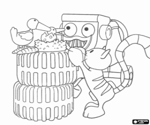 The cat of Bob and the birds nest coloring page