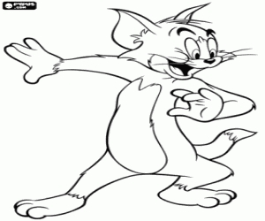 The cat Tom in action coloring page