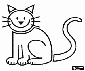 Cat with a big smile coloring page