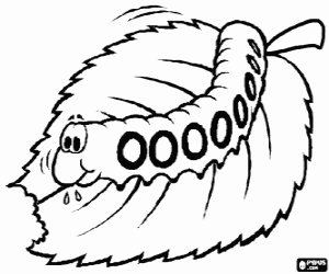 Caterpillar eating a leaf coloring page