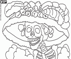 Catrina, skull from Mexico coloring page