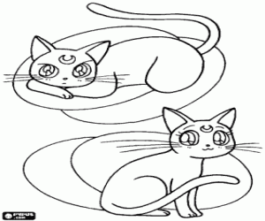 The cats from Sailor Moon coloring page