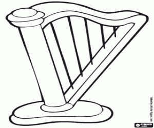 Celtic harp coloring page