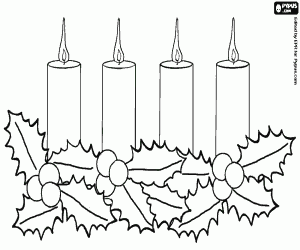 Centerpiece with four candles coloring page