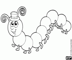 Centipede with a hat coloring page