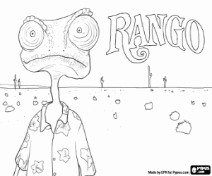 The chameleon Rango in the desert coloring page