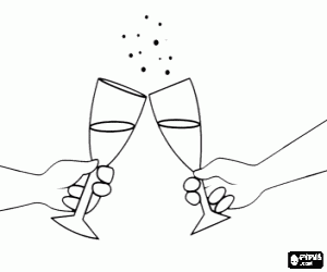 A champagne toast coloring page
