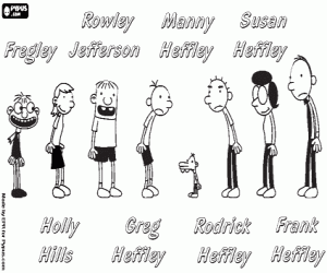 The characters of Diary of a Wimpy Kid coloring page