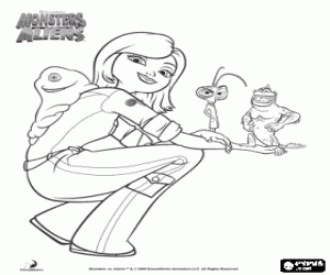 Characters from Monsters vs Aliens coloring page