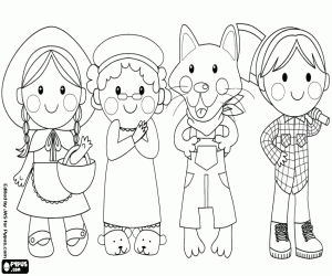 Characters from Red Riding Hood coloring page