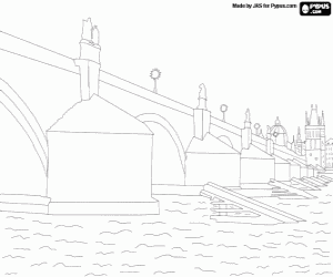 Charles Bridge in Prague coloring page