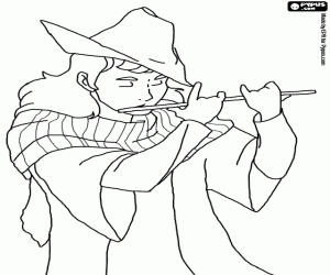 The charming Pied Piper of Hamelin coloring page