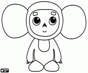 Cheburashka, funny animal coloring page
