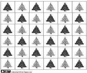 Checkerboard with Christmas trees coloring page
