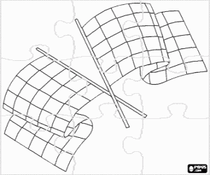 Checkered flags puzzle coloring page