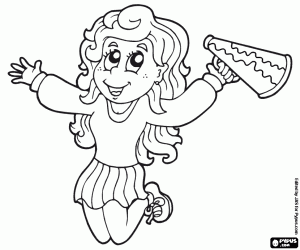 A cheerleader with a megaphone coloring page