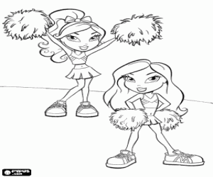 The cheerleaders of Bratz coloring page