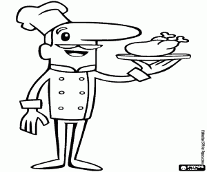 The chef of a restaurant coloring page