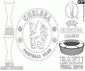 Chelsea, champion Europa League 2019 coloring page
