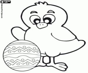 Chick and small Easter egg coloring page