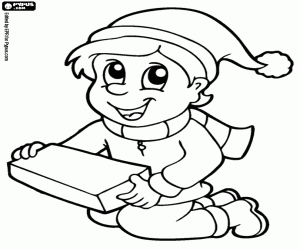 A child and a block of ice coloring page