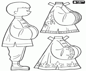 A child with Chinese dresses coloring page