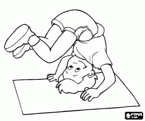 Child doing the nacked somersault coloring page