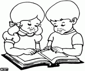 Children and book illustrations coloring page